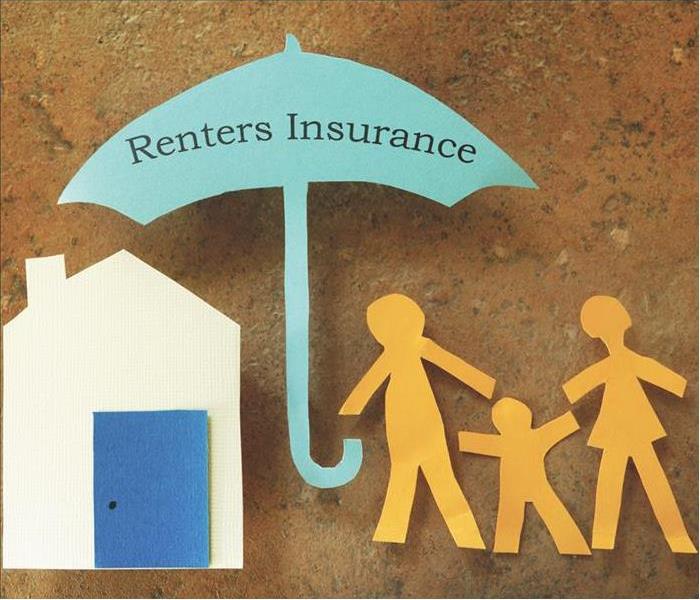 blue umbrella that says 'renters insurance